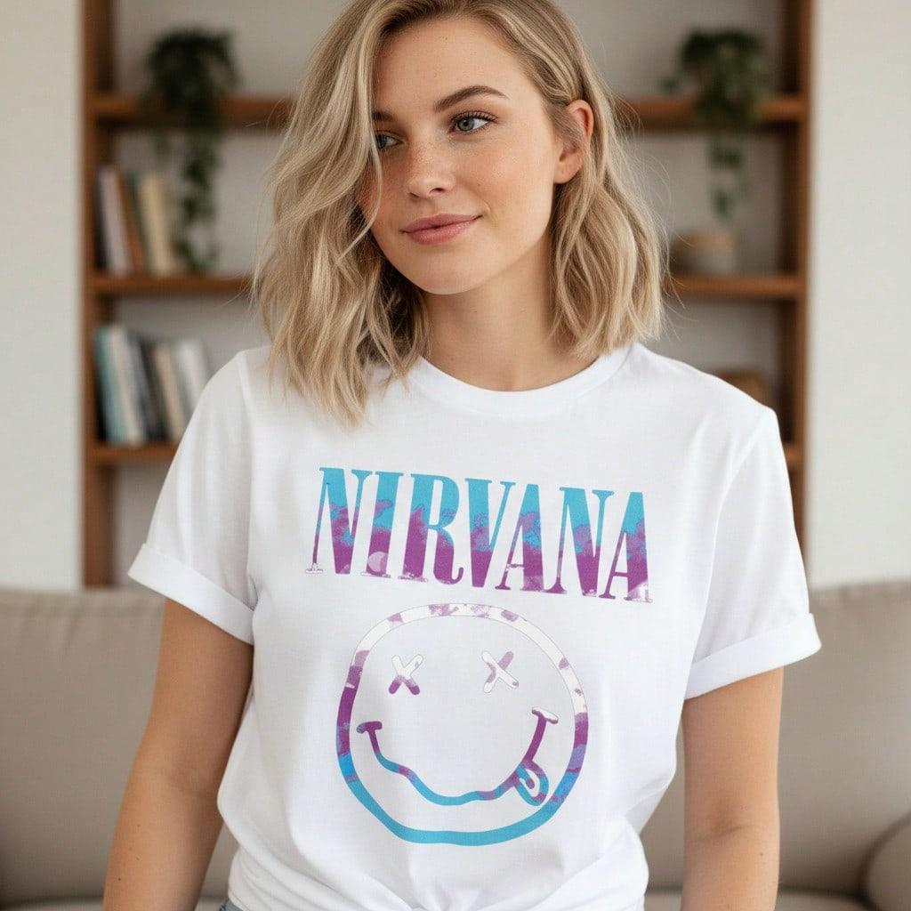 Women's  Graphic Print Cotton T-Shirt, Short Sleeve Round Neck Casual Tee With  Face Logo, Vintage Rock Band Inspired Top, Comfortable Loose Fit, S-5XL Sizes Available, Black Color,  Music Merchandise For Daily Wear