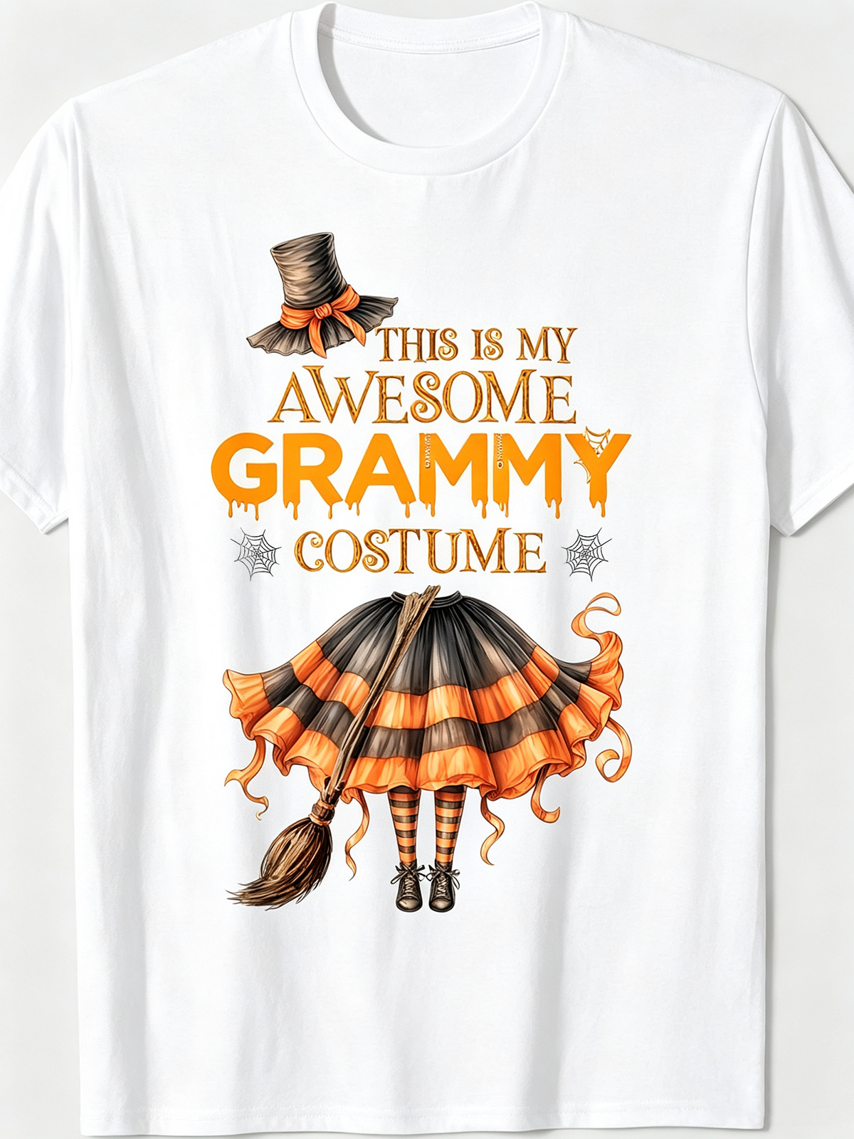 Halloween Retro Witch Graphic T‑Shirt, Short Sleeve Crewneck Tee, Funny Grammy Halloween Gift for Women