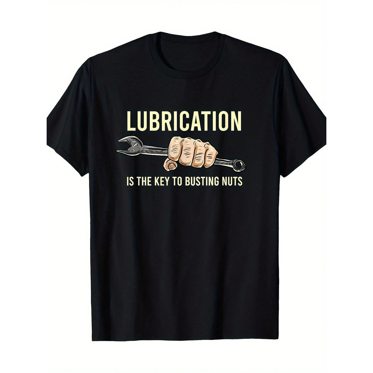 Men‘s Funny Mechanic T-Shirt | Cartoon Lubrication Print Graphic Tee, 100% Cotton Crew Neck Regular Fit, 220g Casual Top, Gift for Machinists