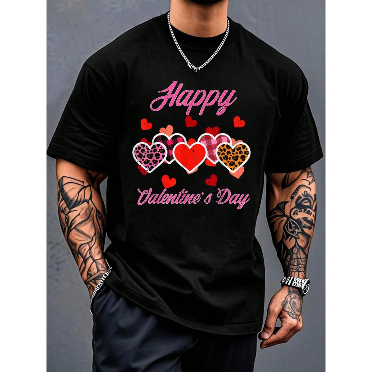 100% Cotton Valentine's Day T-Shirt Happy Valentines Day Leopard Plaid Hearts Women Girls Kids T-Shirt Men Clothes