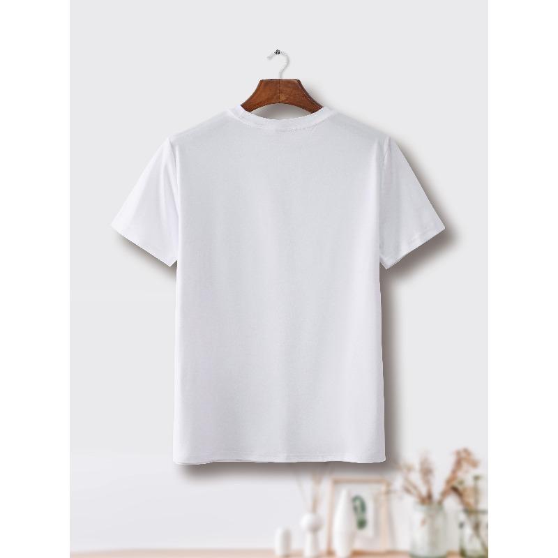 Women Casual Round Neck Short Sleeve T-Shirt featuring Easter Bunny with Pink Bow and Colorful Swirls Design for Spring Festival and Holiday Celebrations
