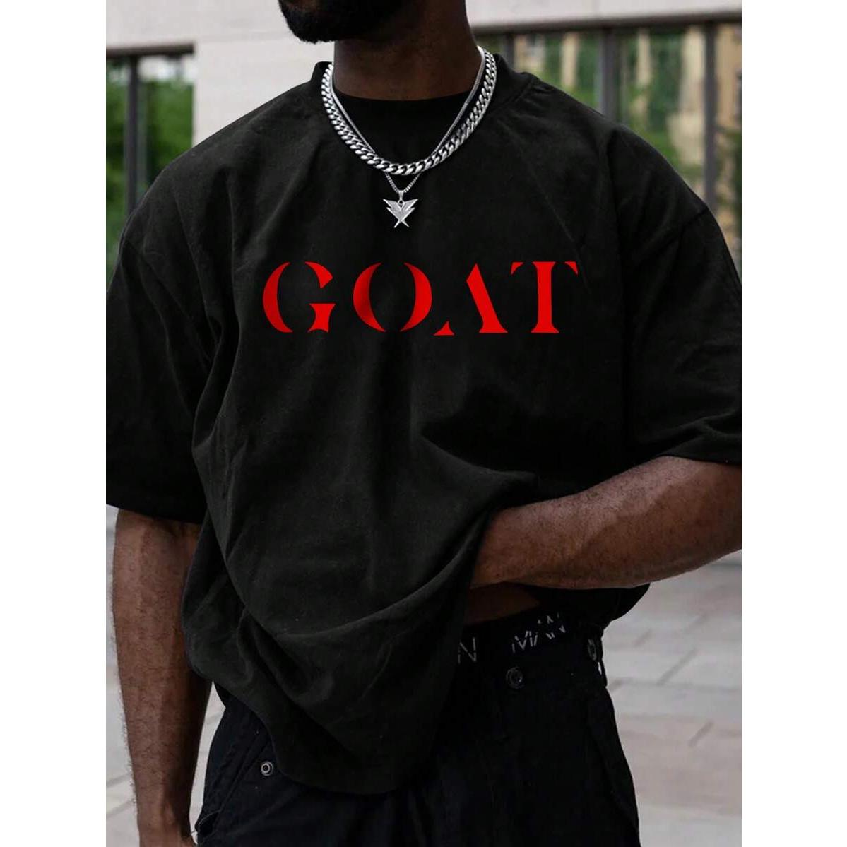 Men's Funny Jesus Christian Printed T-Shirt Goat God Over All Things Casual Round Neck Short Sleeve T-Shirt