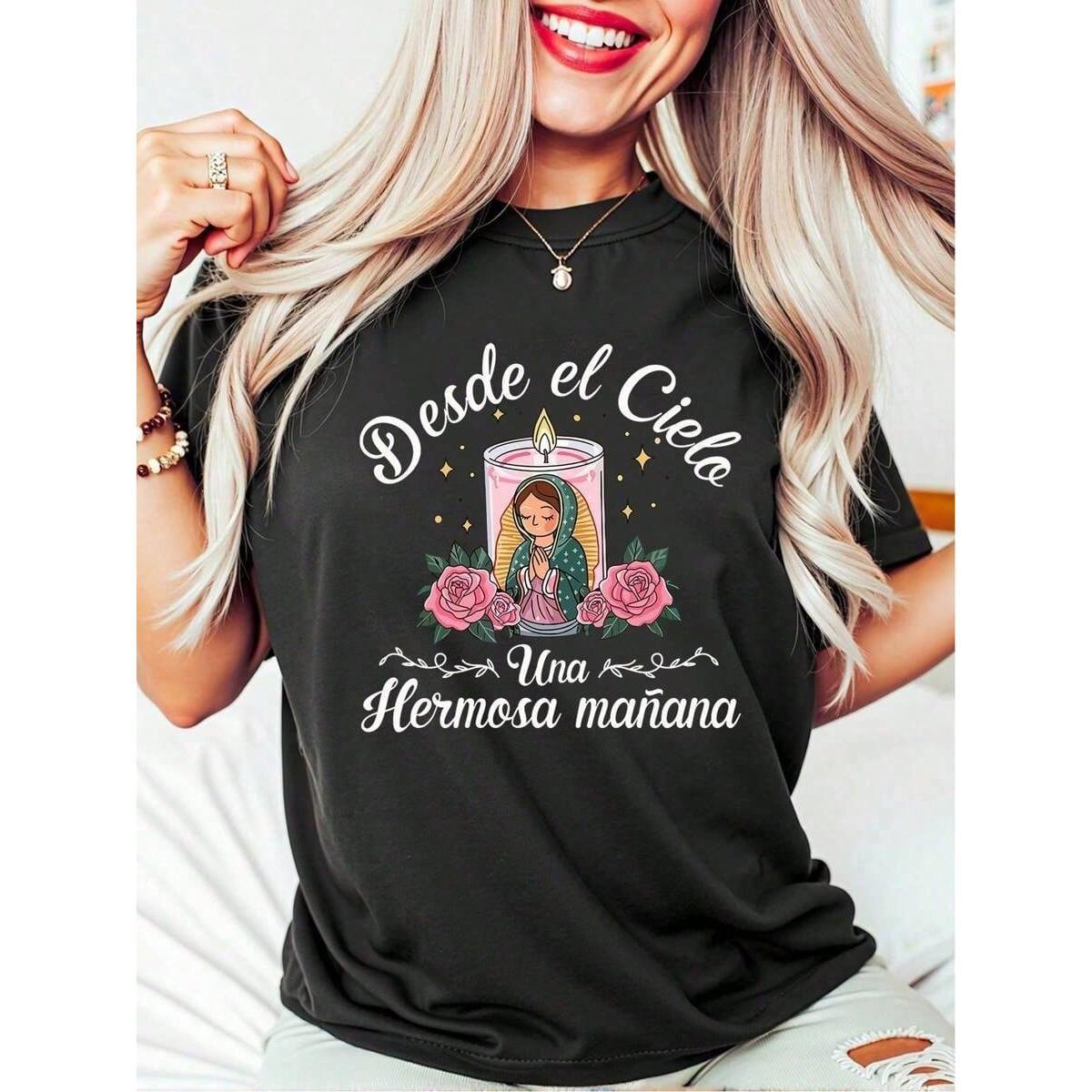100% Cotton Style Women, Our Lady Of Guadalupe-Shirt, Virgin Mary-Shirt, Faithful-Shirt, Round Neck Religious, Inspirational Christian-Shirt, Loose Fit-Shirt Women, Parties Or Gifts, Soft And Comfortable