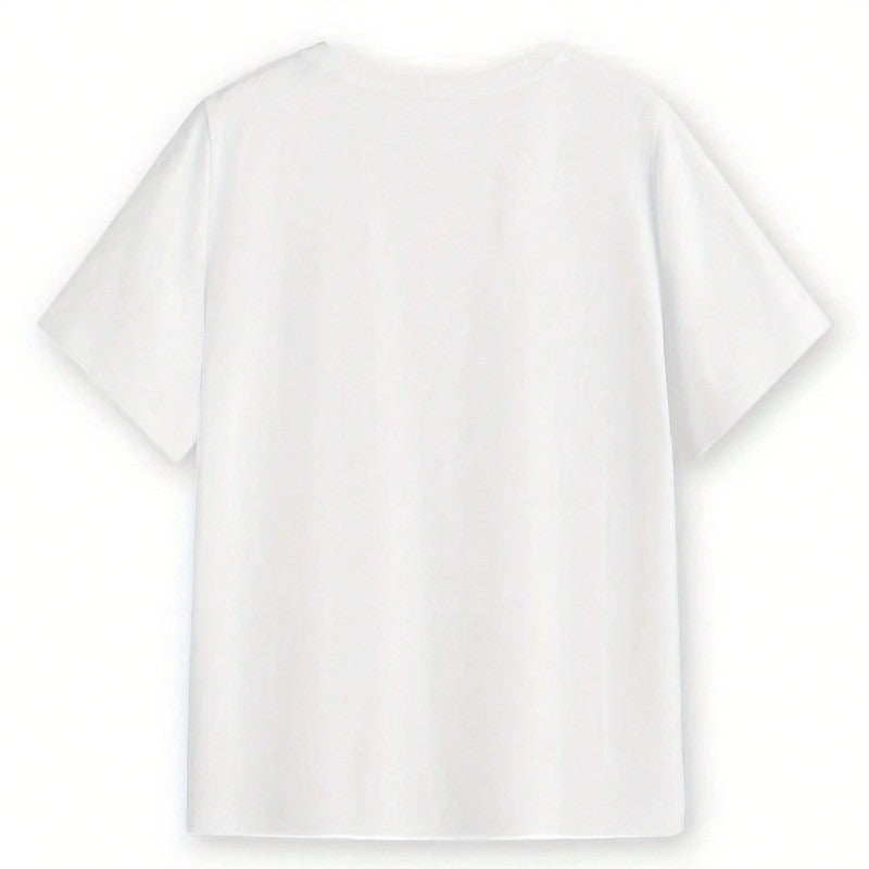 Womens Allegedly Graphic Tee, Minimal Text Print Round Neck Short Sleeve T-Shirt, Funny Sarcastic Casual Daily Wear Top