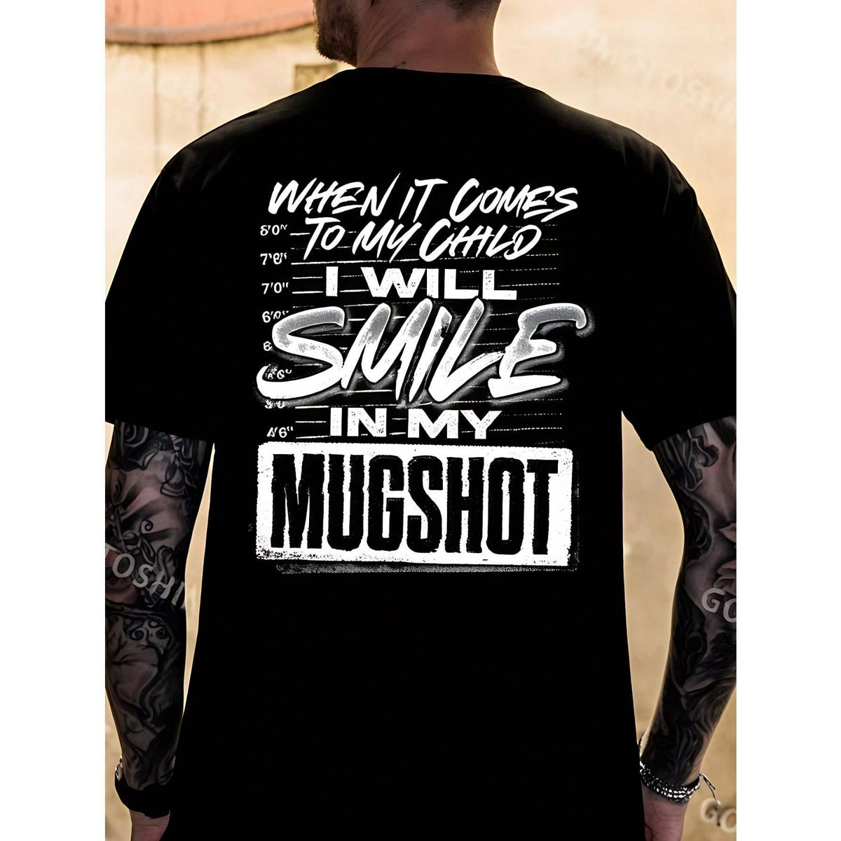 Protective Parent Shirt, "I Will Smile In My Mugshot" Tee, Funny Saying T-Shirt,  Mom Or Dad Gift, Jail Mugshot Graphic Tee