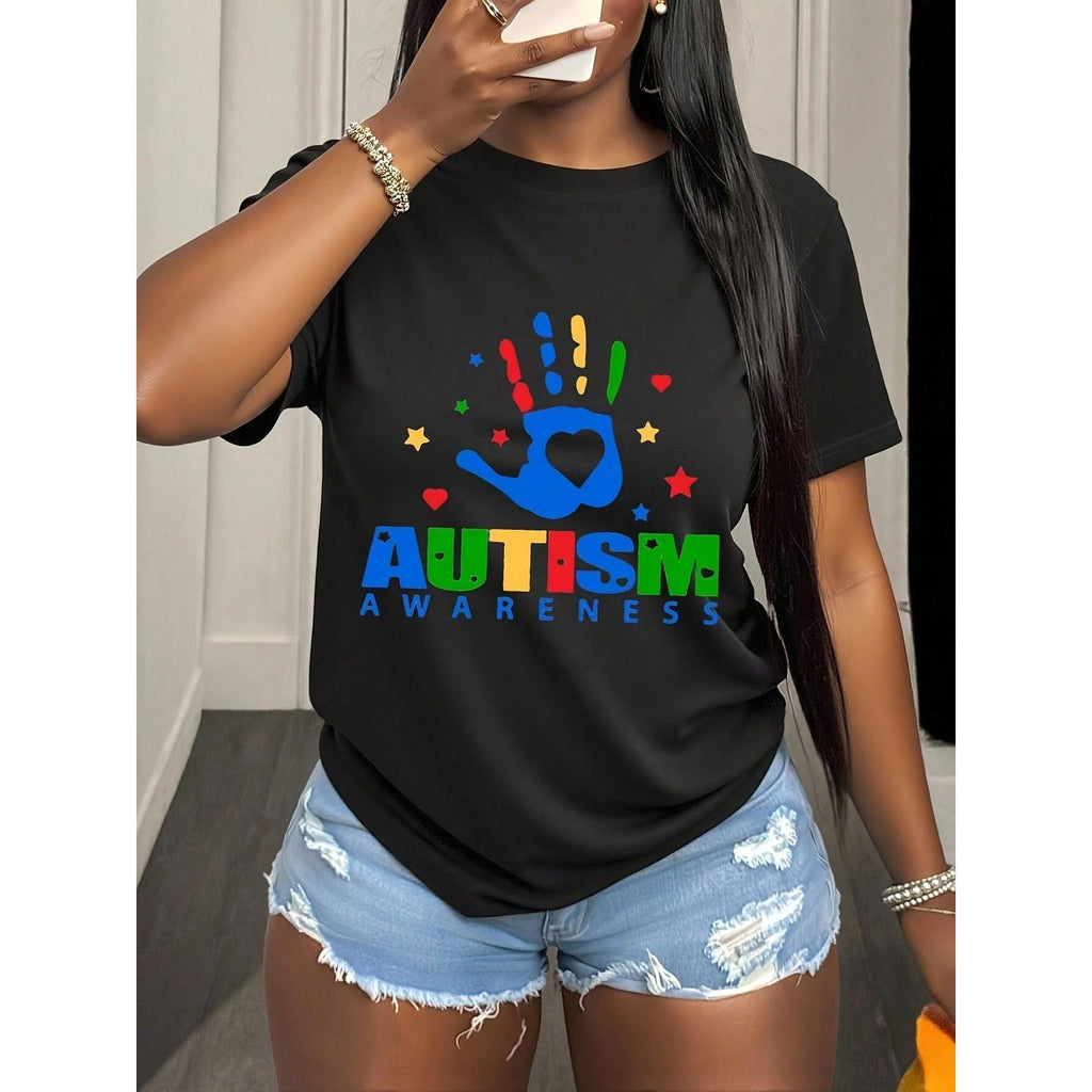 Autism Hand Print,Autism Awareness T-Shirt,Autism Advocate T-Shirt,Autism Mom Shirt,Proud Autism Aunt,Autism Support Tee,Women's Clothing