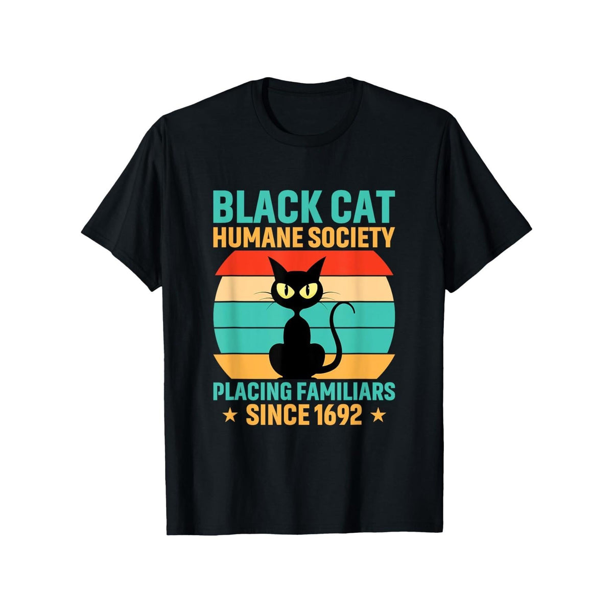 Women's Retro Humane Society Cat Graphic Short-Sleeve 100% Cotton Unisex Casual Streetwear T-Shirt, Shortsleeve