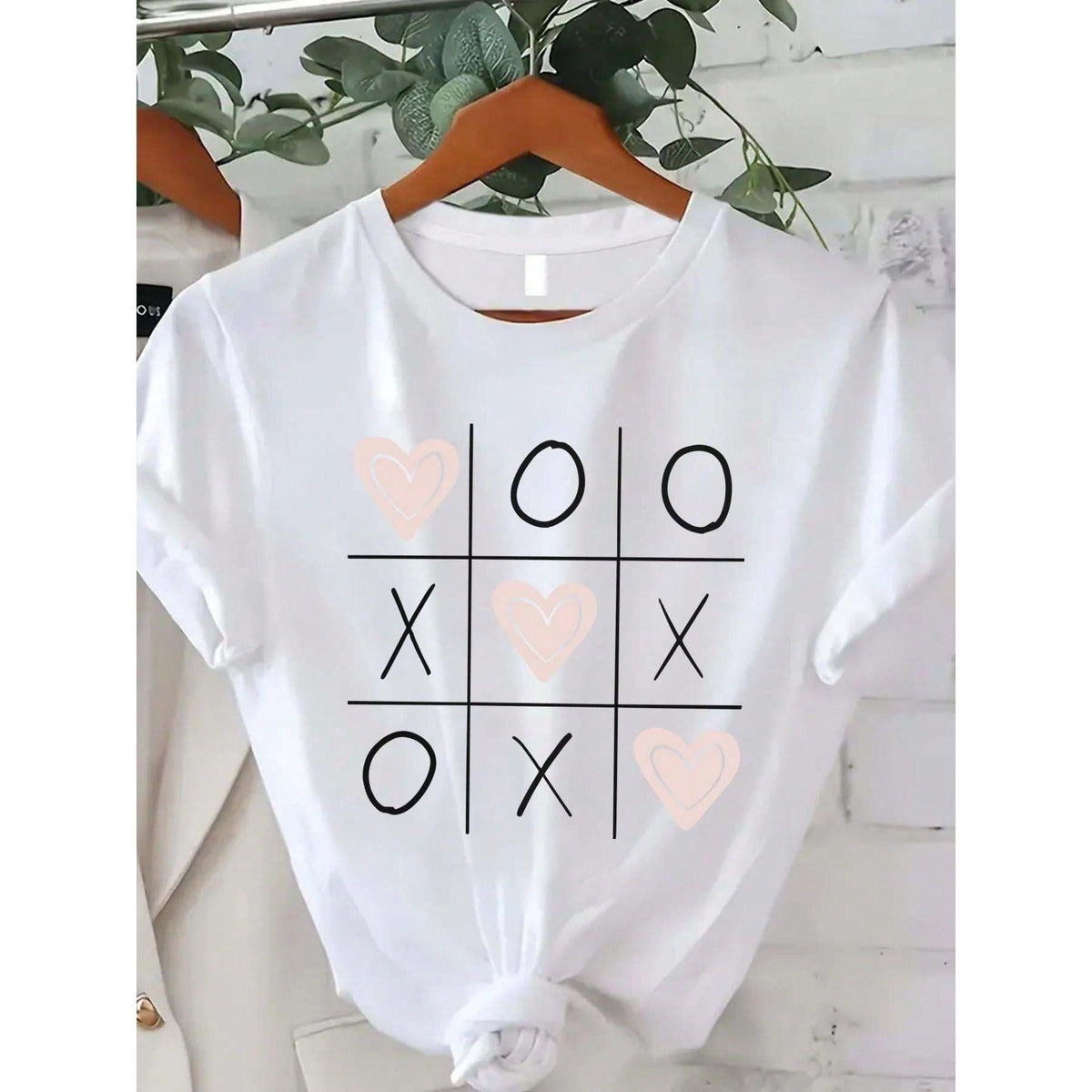 Valentine'S Day Theme Printed Women's-Shirt, Women'S Valentine'S Day Casual, Fashionable, Comfortable, Soft, Athletic, Fitness, Daily, Outdoor, Home, Breathable, Crewneck Short Sleeve-Shirt