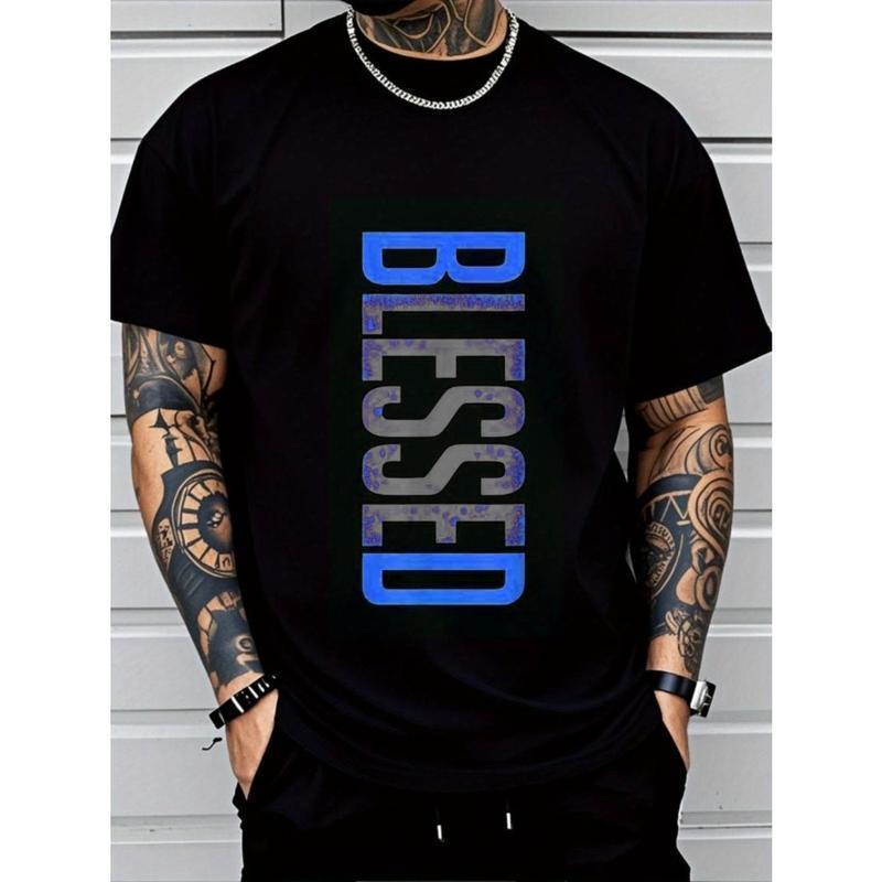 Men's Plus Size Casual Crew Neck TShirt-Geometric-Patterm, Smooth Cotton Knit Fabric, Medium StretchShort Sleeve Tee for Leisure& Everyday Wear | Breathable Comfort Fit | Machine Washable Tops graphic tee