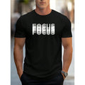 Men's 100% Heavy Soft Stretch Cotton Short-Sleeve T-Shirt, 1-Piece Casual Streetwear Crew Neck Tee with Round Hem, All-Seasons Comfortable Fabric, Focus Graphic Print Menswear Top