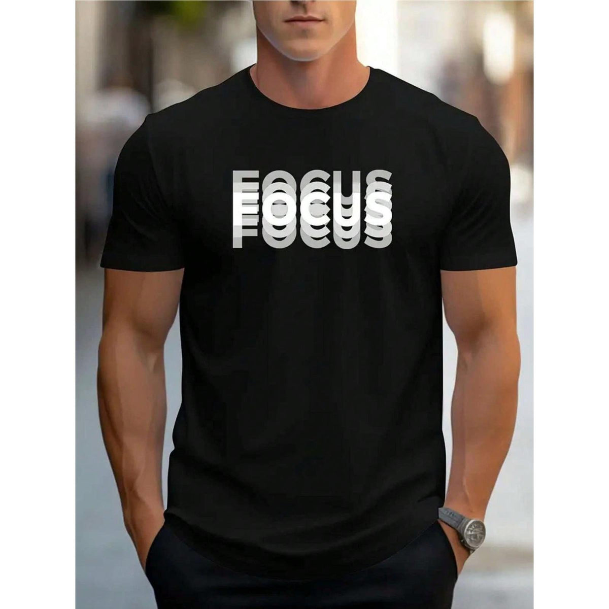 Men's 100% Heavy Soft Stretch Cotton Short-Sleeve T-Shirt, 1-Piece Casual Streetwear Crew Neck Tee with Round Hem, All-Seasons Comfortable Fabric, Focus Graphic Print Menswear Top