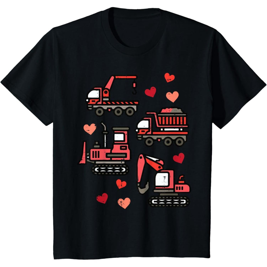 Kids Valentines Day Construction Trucks Funny Boys Kids Toddler T-Shirt