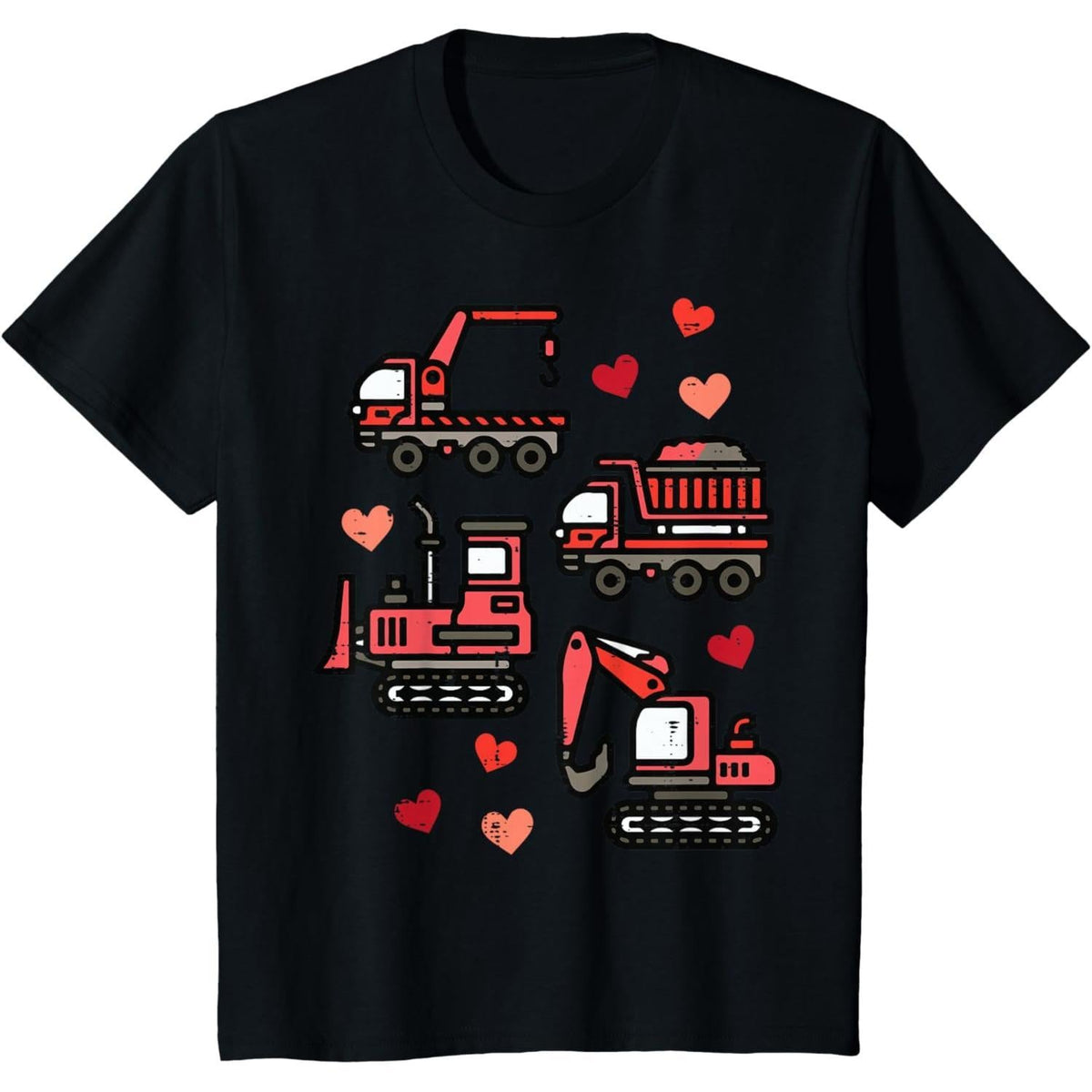 Kids Valentines Day Construction Trucks Funny Boys Kids Toddler T-Shirt
