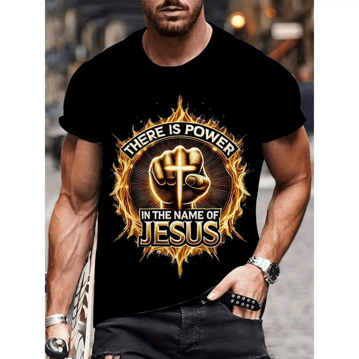 Featuring There Is Power in the Name of Jesus Graphic Breathable Comfortable