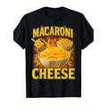 Men's 90s Retro Macaroni & Cheese Meme T-Shirt - Vintage Pasta & Cheese Graphic Print with Yellow Lettering, Funny Foodie Gift for Adults, Casual Fit for Pasta Lovers