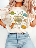 Womens SPED Teacher Dinosaur Graphic Tee, There's A Reason Behind Every Roar Print Oversized Short Sleeve T-Shirt, Teacher Appreciation Casual Top