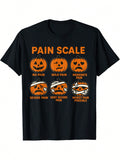 Women's Crew Neck Short Sleeve T-Shirt, Nurse Pain Scale Funny Medical Halloween Graphic, Casual Medical Staff Top