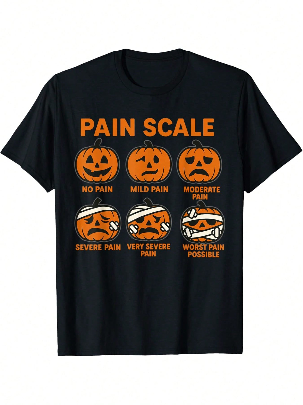 Women's Crew Neck Short Sleeve T-Shirt, Nurse Pain Scale Funny Medical Halloween Graphic, Casual Medical Staff Top