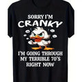 Funny 70s Duck Graphic Tee, 100% Cotton Casual Crew Neck Outfit, Unisex Couple Fashion Top