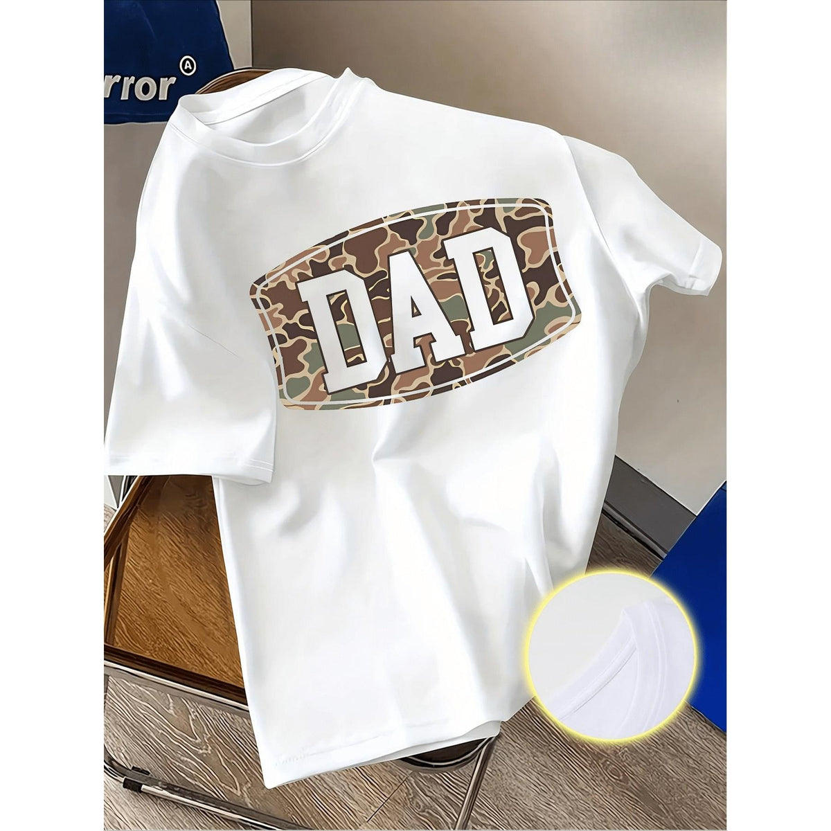Father Themed Camouflage Dad - Men's 100% Cotton T Shirt Vintage Street-Style Graphic Tees,Essential For Men's, Can Be Used As A Gift