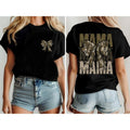 Mama Camo Coquette Bow Shirt, Old School Camo Shirt, Girls Camo Bow Tee, Retro Hunting, Coquette Bow, Camo Dude, Graphic T-shirt ,Gift For Women, Gif For Mom