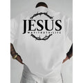 Men's Casual "jesus" Letter Print T-Shirt, Breathable and Soft Polyester, for Gym Wear, Gift for Friends, PLUS SIZE