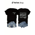 Ladies' Fashion "Mama" T-Shirt, Perfect Mother'S Day Gift And Casual Wear, 180G Double-Sided Printed T-Shirt with Round Neck And Short Sleeves,High-Quality Leisure Sports, Fashionable Single Piece Soft Casual Everyday Gym Shirt | Unisex for Men & Women