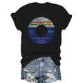 Motown Vinyl Records Summer Simple Pattern T-Shirt, Casual Crew Neck, Fit, Short Sleeves, Breathable Fabric, Versatile Top, Suitable for Teens and Adults