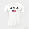 New Men's USA Flag T Shirt American Patriotic 100% Cotton