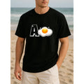 Men's Scrambled Egg Logo Short-Sleeve Round-Neck T-Shirt - Minimalist, Preppy, Breathable, Lightweight, Versatile Menswear Casual Top for Daily, Home Wear