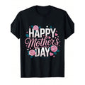 Happy Mother's Day Mom Cute Floral Women's Mom Grandma-Shirt Round Neck Short Sleeve Casual-Shirt