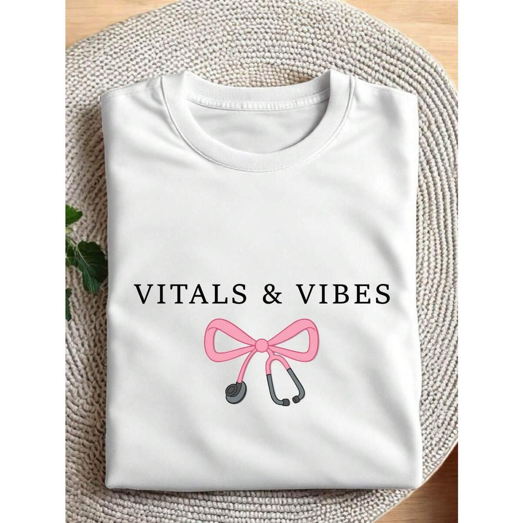 Coquette Vitals And Vibes Shirt, Funny Nursing Shirt, Gift For Nurse, Nurse Appreciation, Medical Student Shirts, Cute Stethoscope Tees