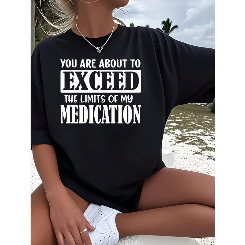 Letter Print 1 Pcs Women's Plus Size T-Shirt Funny Oversized Graphic Short Sleeve Tee Novelty 100% Cotton Shirt Casual Crew Neck Top 220g
