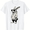 Bunny Face With Sunglasses Easter Day For Boys Men  T-Shirt, Casual Outdoor Short Sleeve Tee