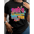 A Fun Graphic T-Shirt From The 80S, Featuring Short Sleeves and A Casual Round Neck, Perfect for Women'S Spring and Summer Wear
