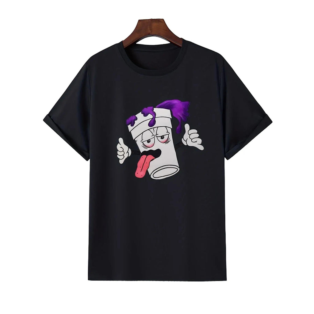 Women's Casual Cartoon Graphic T-shirt, Natural 100% Cotton Short-Sleeve Top with Round Neck for Summer Sports, Shortsleeve, Tshirt, Women's Clothes, Medium Length, All Seasons, Fashion, Crew Neck, Chic, Xxl, Menswear