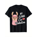 Llama Is My Valentine, Llama Lover Animal T-shirt, New Unisex Short-sleeved T-shirt with a Relaxed Fit, Comfortable and Casual Style, 100% Cotton, Sizes S-XXXXXL, Perfect for Spring and Early Spring Outfits., PLUS SIZE