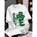 Girls' Casual Four-Leaf Clover Print St. Patrick's Day Design Pullover Crew Neck Short Sleeve T-Shirt, New Spring/Summer Girls Clothing