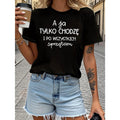 Women's Elegant Letter Print T-Shirt - Round Neck, Breathable Casual Cotton Short-Sleeve Top, Wide Spectrum Sizes for Daily Leisure, Chic, Lady, Tshirt, Shortsleeve, Comfortable, Style, Wide Sizes, Crew Neck, Letters, Moisture Absorption, Pullover Cut, Ch