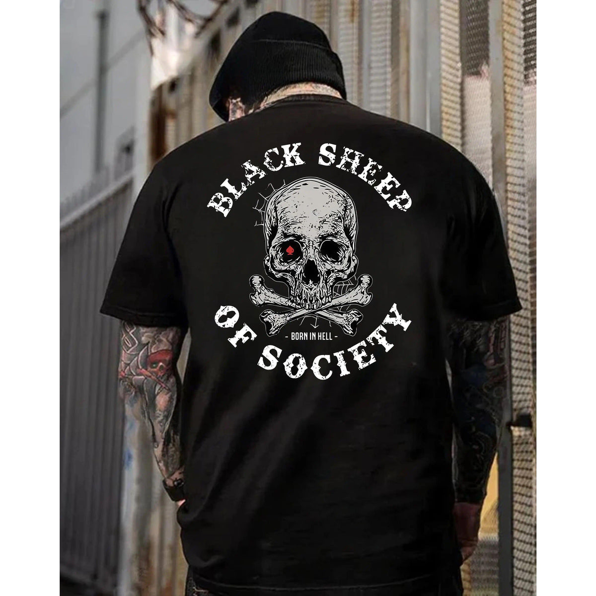 Black Sheep Of Society T-Shirt, Skull Biker Shirt, Outlaw Rebel Graphic Tee, Anti Social Dark Streetwear Shirt, Punk Tattoo Style Tee