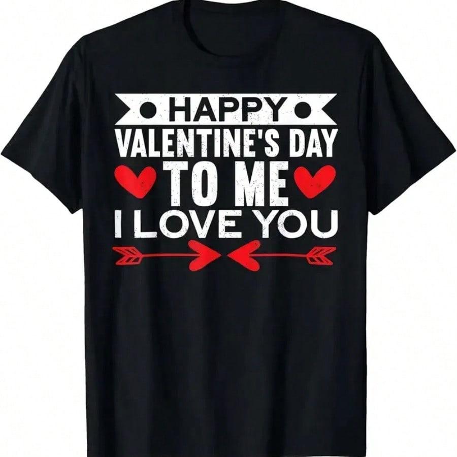 Women's Black Valentine's Day Short-Sleeve Cotton T-Shirt - Stylish Fit Clothes with Comfortable Fabric