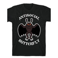 Men's Antisocial Butterfly Mothman Graphic T-Shirt in Pure Cotton, Casual Basic Shortsleeve Crew Neck with Regular Fit, Machine Washable, Stretch, Graphic Print, All Seasons, Chic