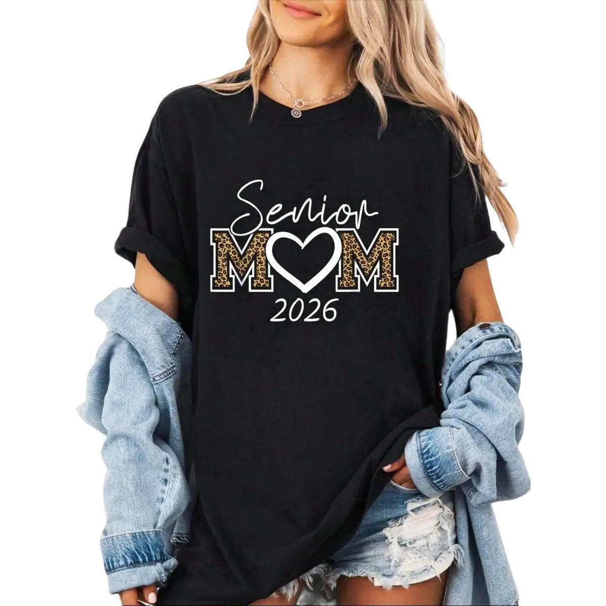 100% Cotton Mom Senior 2026 Proud Mom Of A Class Of 2026 Graduate T-Shirt Graphic Shirt Women