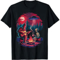 Alien and Bigfoot Campfire UFO Adventure Funny Hiking Unisex T-Shirt