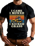 Funny Lawn Mower Graphic T‑Shirt, Retro Vintage Short Sleeve Crewneck Tee for Men, Lawn Care Gift