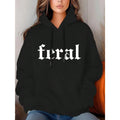 Feral Hoodie - Casual Black Sweatshirt With Pocket, Adjustable Drawstring Neck, Long Sleeve Pullover For Fall & Winter Womenswear Tops