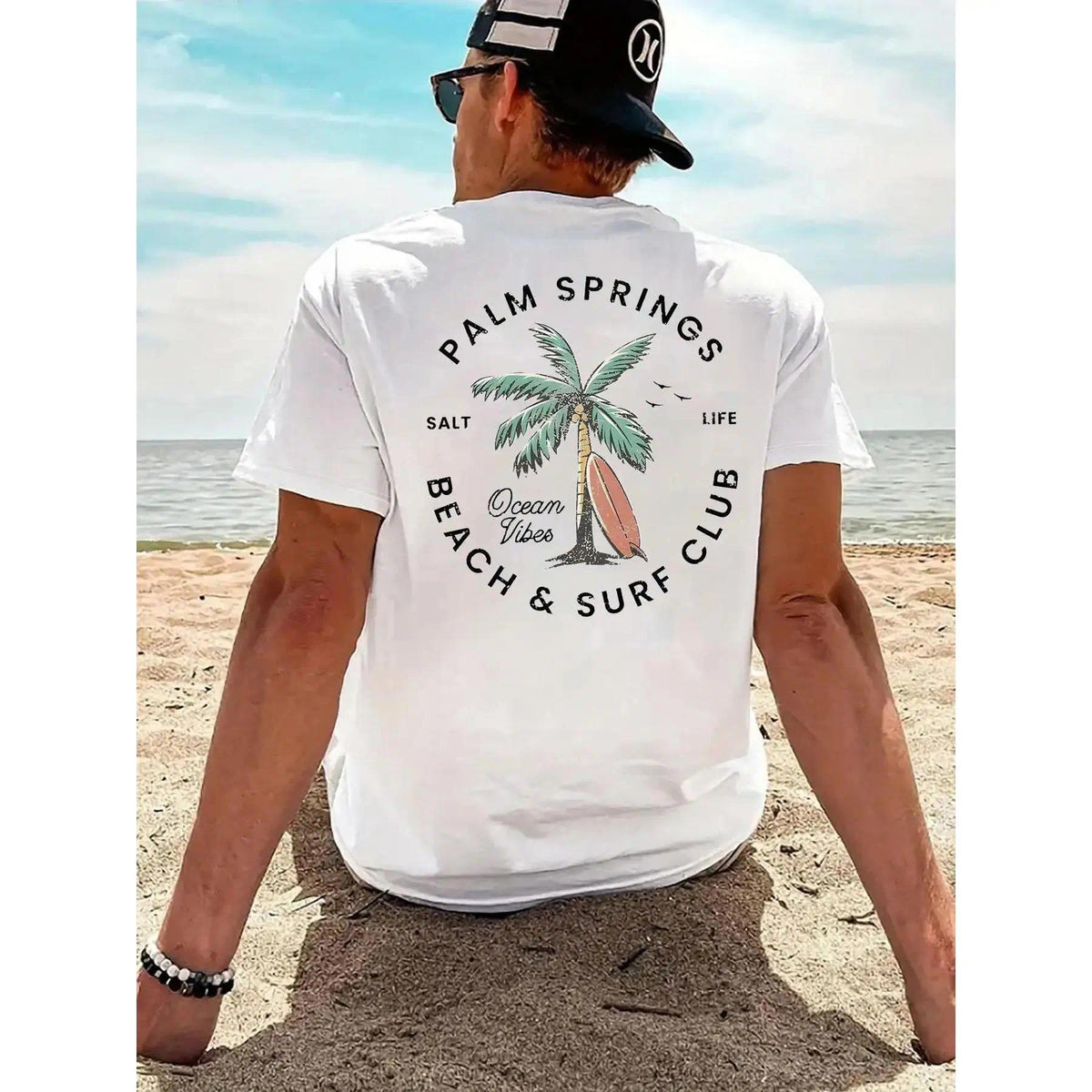 Men's Round Neck USA Flag Pattern Short Sleeve T-Shirt, Ideal for Summer Outdoor Activities, Fitted Knit Fabric, Trendy H-Type Silhouette