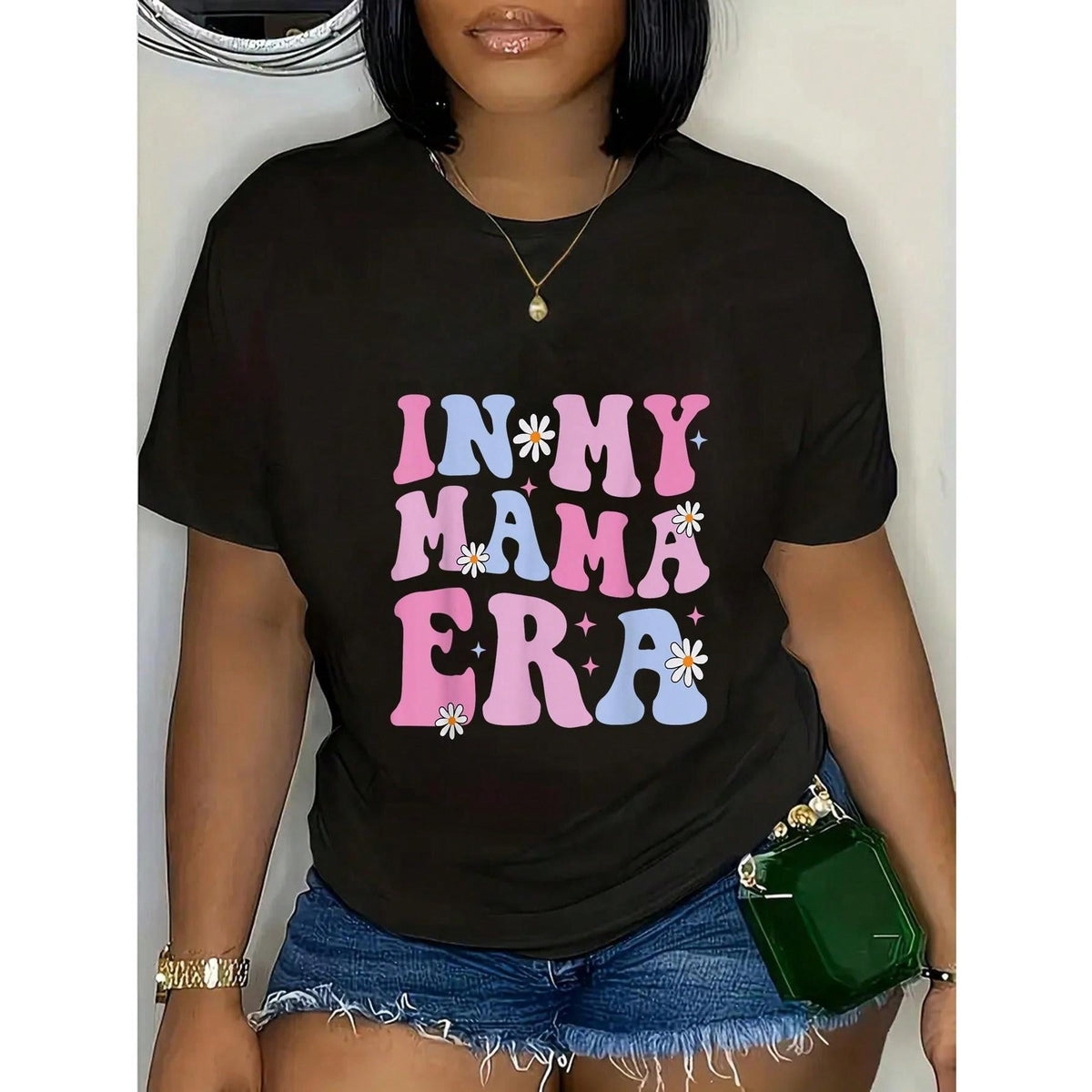 100% Cotton Groovy In My Mama Era Funny Mom Mother Mama Era For Womens T-Shirt