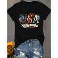 USA 250 Years of Graphic Casual Round-Neck Sweater Soft And Comfortable Women'S Tee