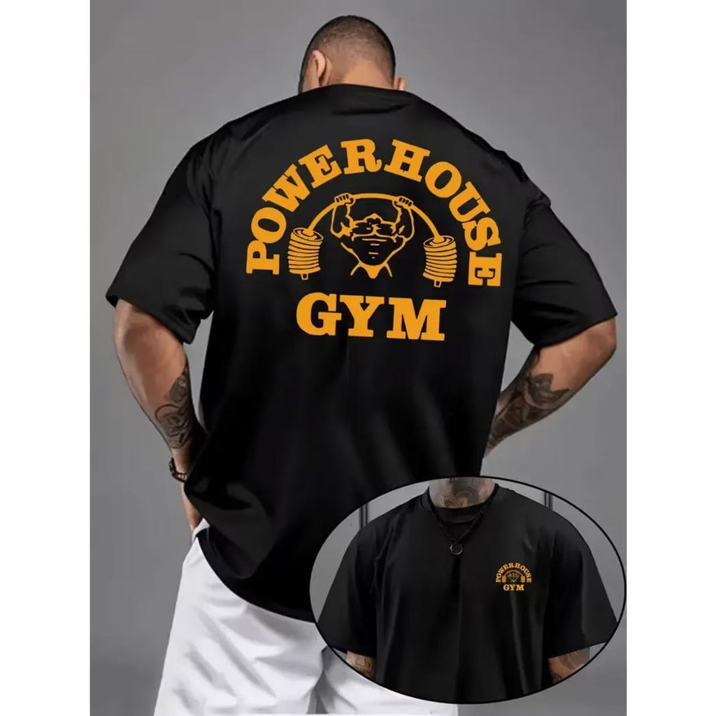 Powerhouse Gym Mens T-shirt Bodybuilding Muscle Fitness Crew Neck Workout Top Te